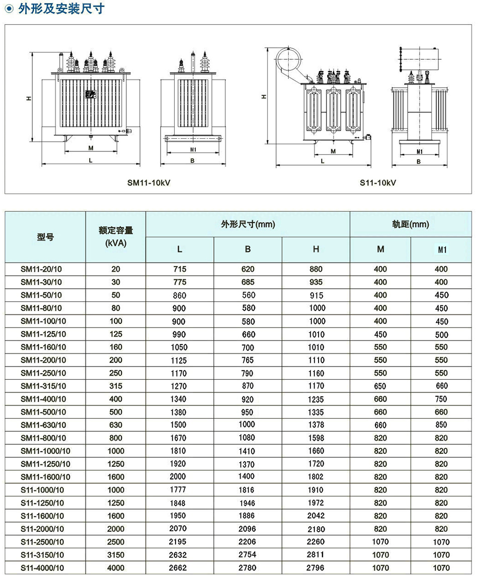 10kV级S11(M)系列双绕组油浸式(shi)配电变(bian)压(ya)器