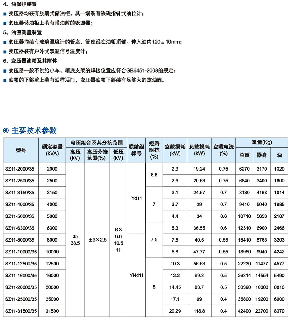 35kV级SZ系列双绕组油浸式有载调(diao)压电力变(bian)压器